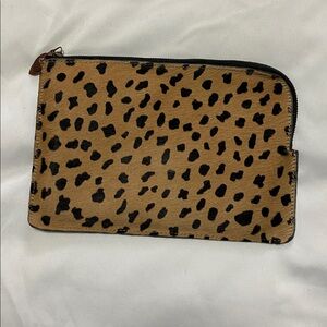 Madewell Calf-hair Leopard Print Zip Clutch Purse